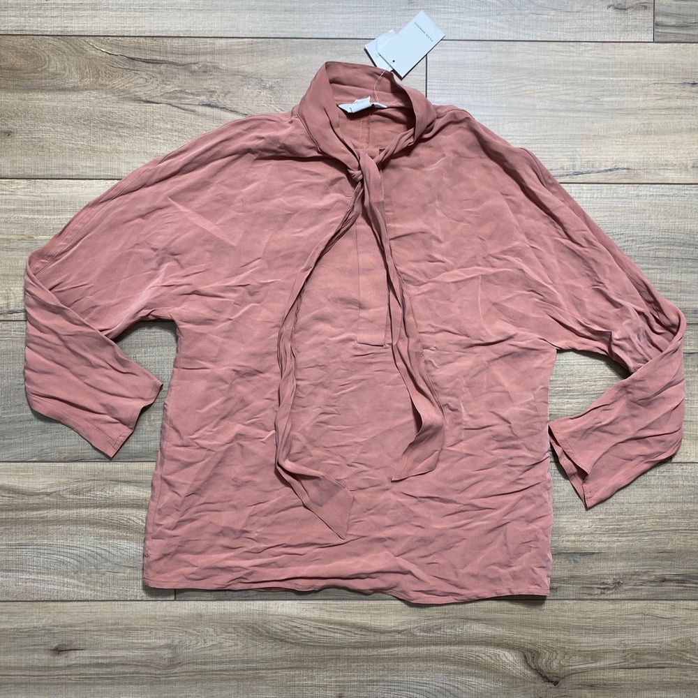 Club Monaco Womens Tie Neck Top Size Medium Pink